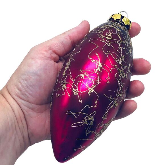 MCM Teardrop Ornament Spaghetti String Swirl Mercury Glass Purple Red Gold 7” - Picture 7 of 8